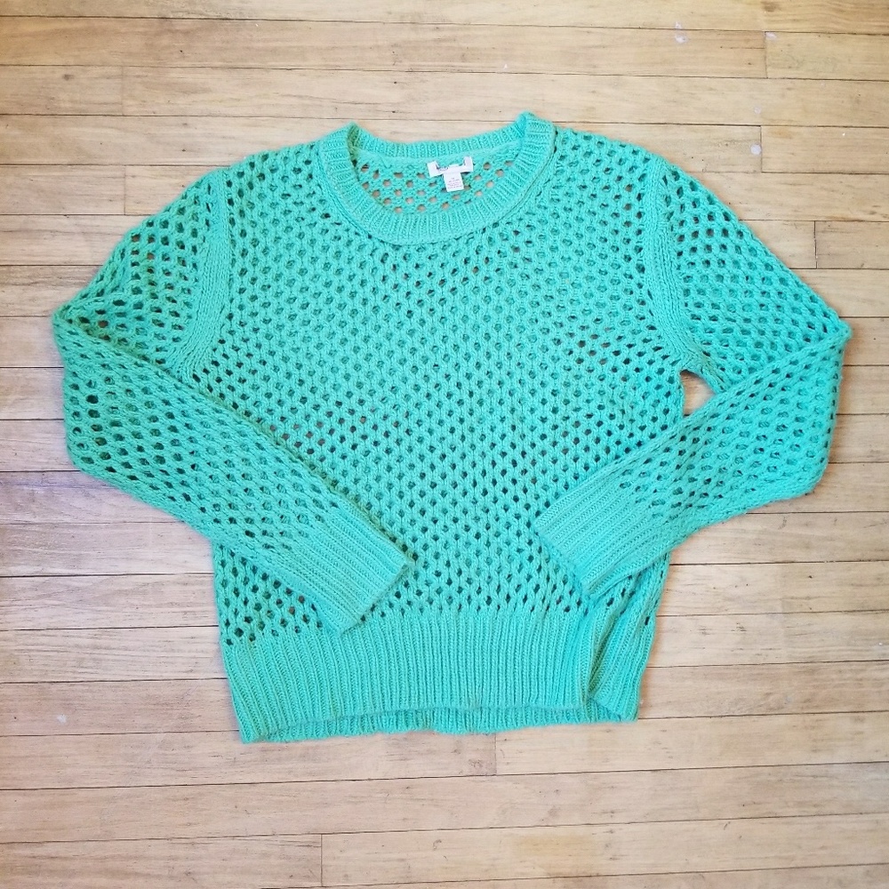 Green Wide Woven Sweater 1X